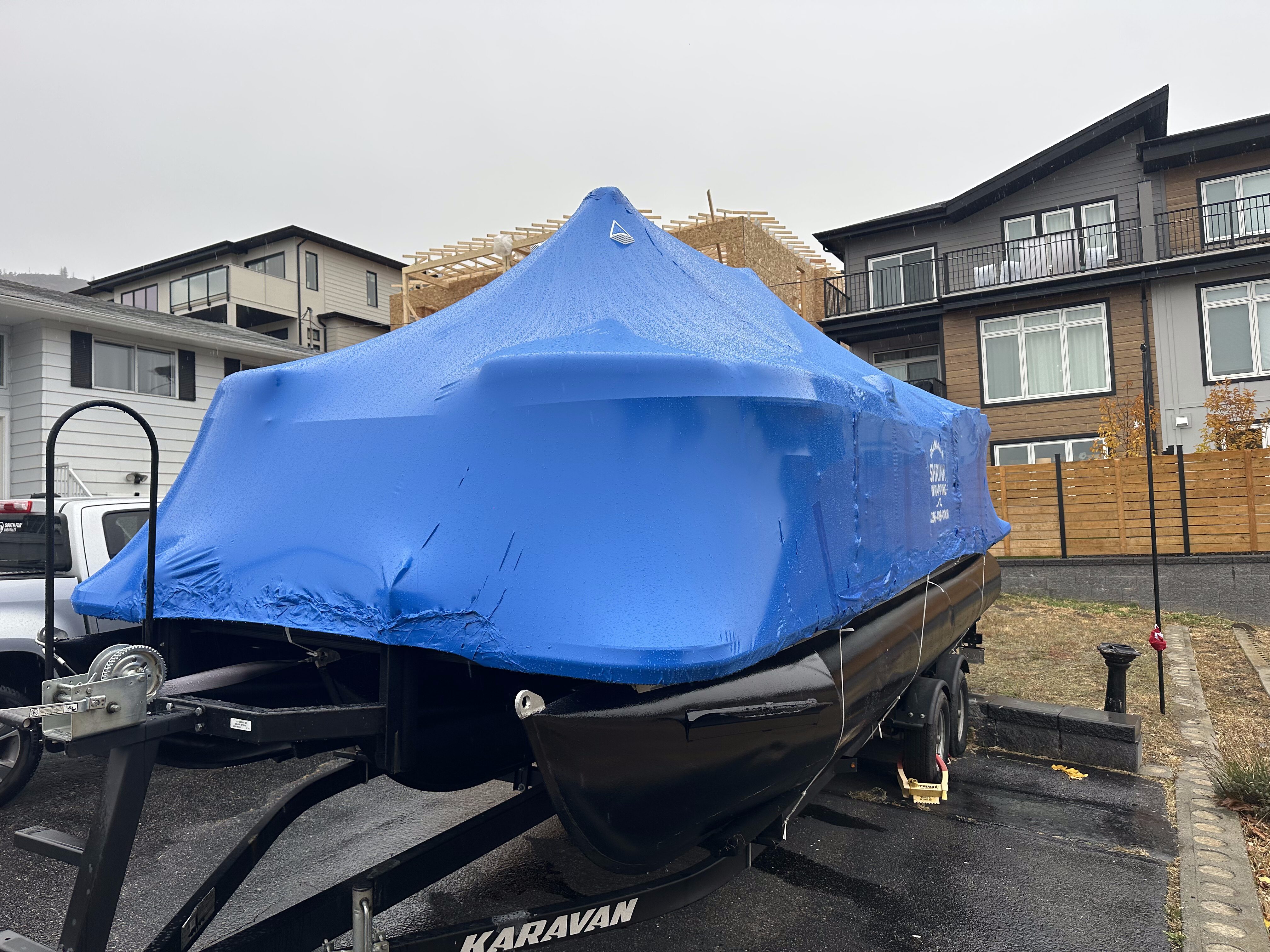 Shrink wrapped boat Kelowna
