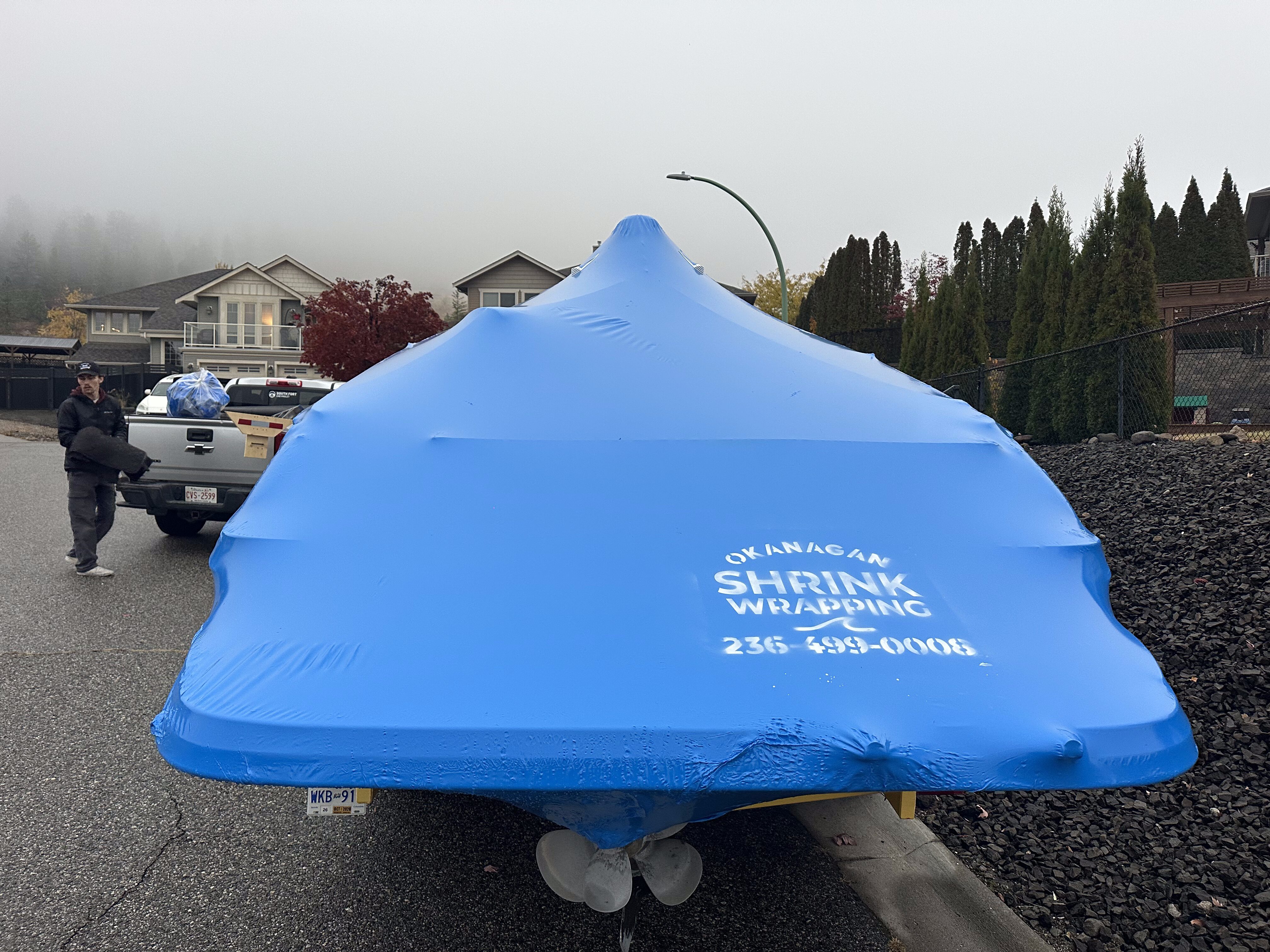 Okanagan Marine Guys shrink wrapping