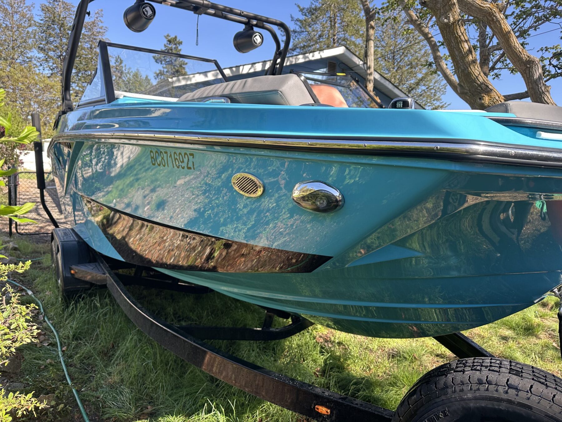 XPEL Ceramic Coating applied to boat hull Kelowna